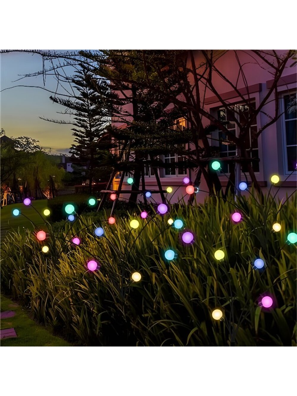 Multicolour-2Pack 16LED Firefly Multicolour Changing Lights,Garden Solar Lights